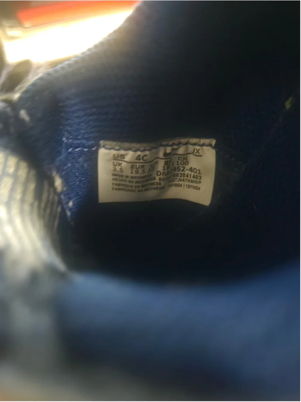 Nike Kids Cortez Easyon Sneakers Size 4C Blue and Orange